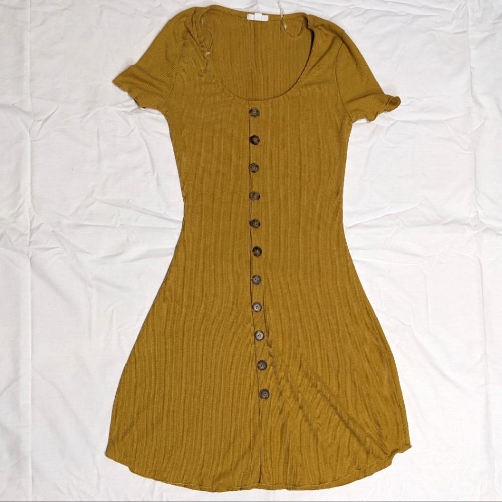 Mustard Midi Form Fitting Dress